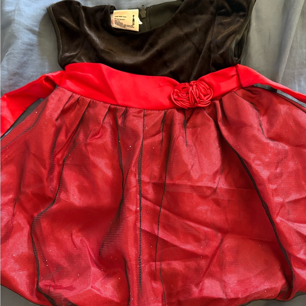 Red and Black Dress with Floral Accent